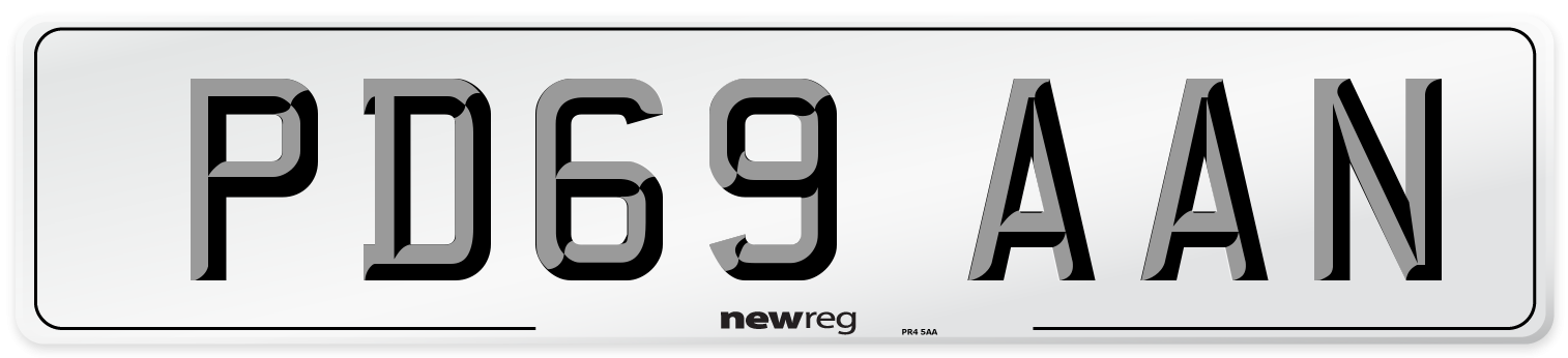 PD69 AAN Number Plate from New Reg